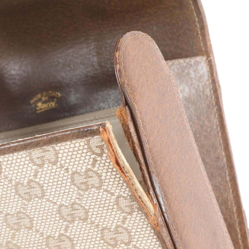 Vintage Old Gucci GG Canvas Leather Handbag Tote Bag - Beige Brown Women's - Picture 8 of 10
